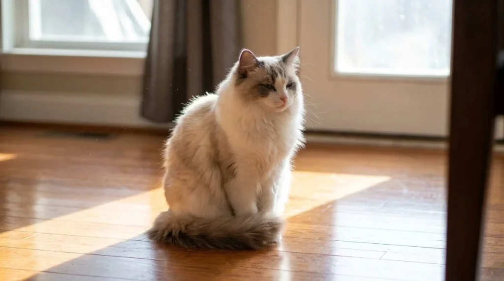 Cat resting at home after an upset stomach